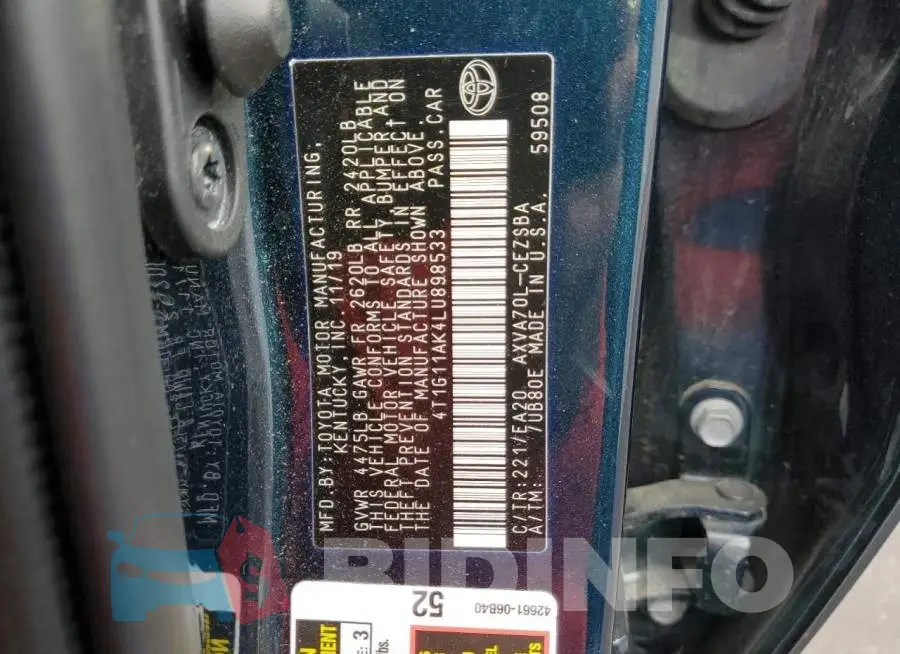 4T1G11AK4LU898533 Photo# 10