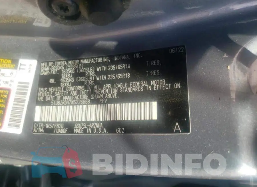 5TDBZRBH7NS226868 Photo# 10