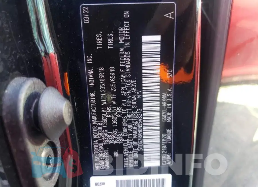 5TDGZRAH0NS548243 Photo# 10
