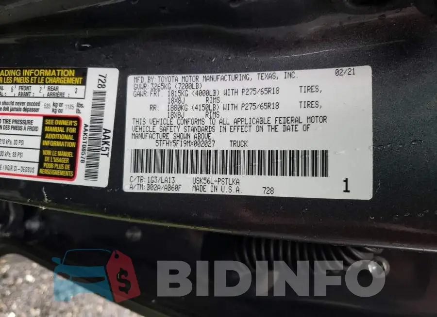5TFHY5F19MX002027 Photo# 10