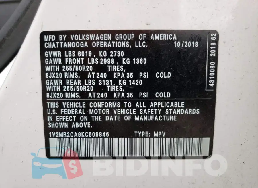 1V2MR2CA9KC508846 Photo# 10