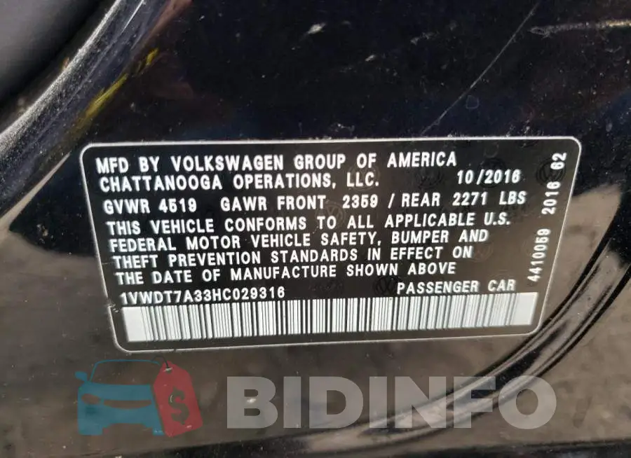 1VWDT7A33HC029316 Photo# 10