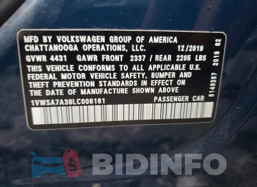 1VWSA7A38LC008161 Photo# 10