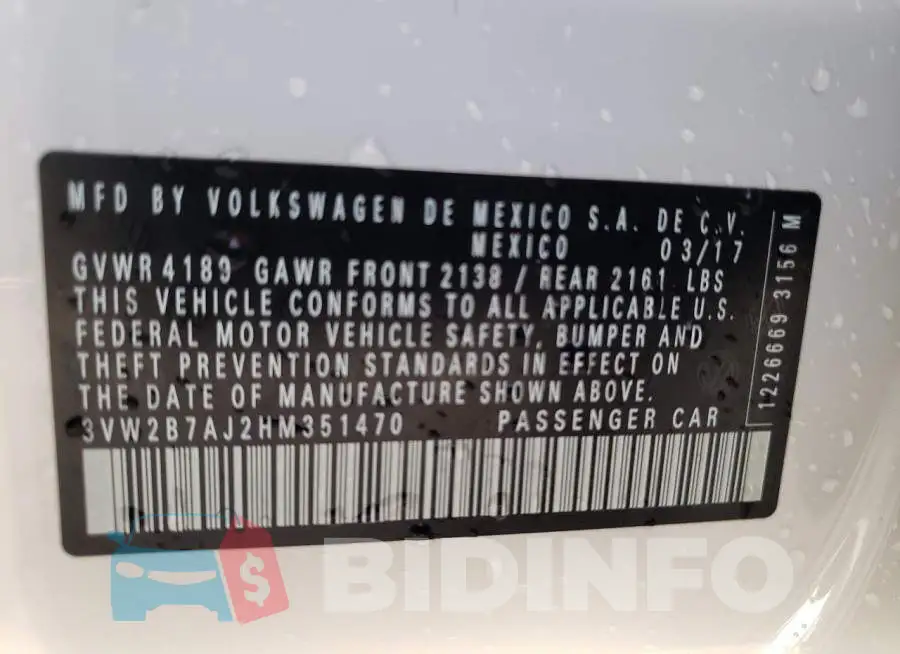 3VW2B7AJ2HM351470 Photo# 10