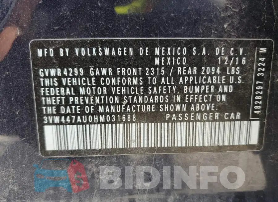 3VW447AU0HM031688 Photo# 10