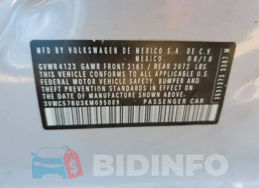 3VWC57BU3KM095089 Photo# 10