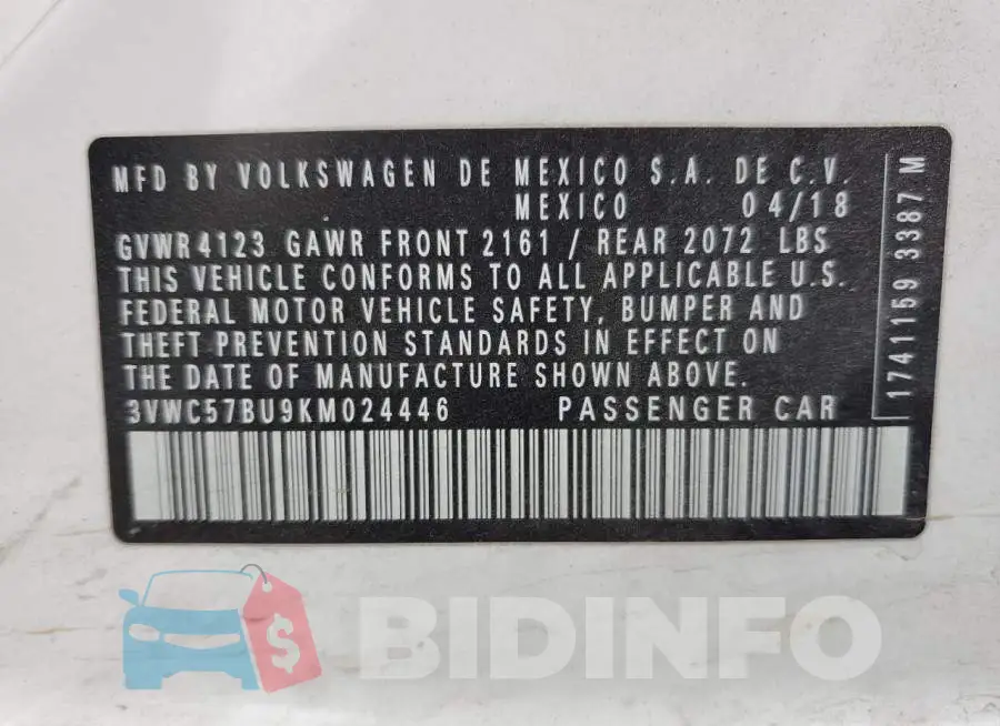 3VWC57BU9KM024446 Photo# 10