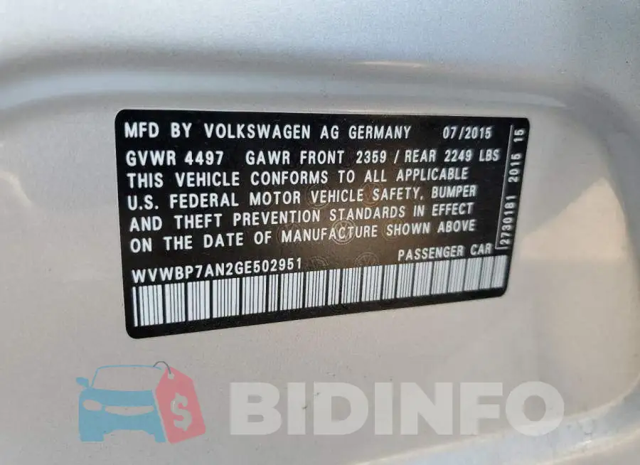 WVWBP7AN2GE502951 Photo# 10