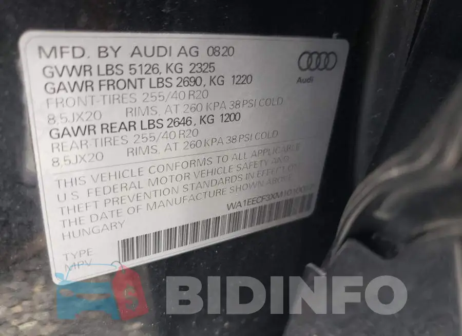 WA1EECF3XM1010037 Photo# 10