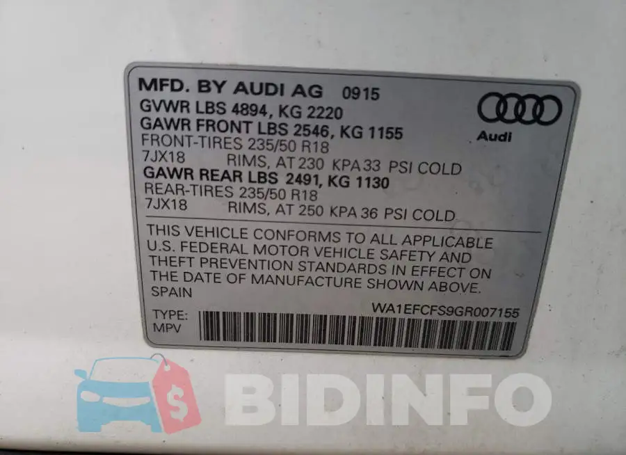 WA1EFCFS9GR007155 Photo# 13