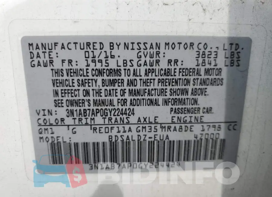 3N1AB7AP0GY224424 Photo# 10