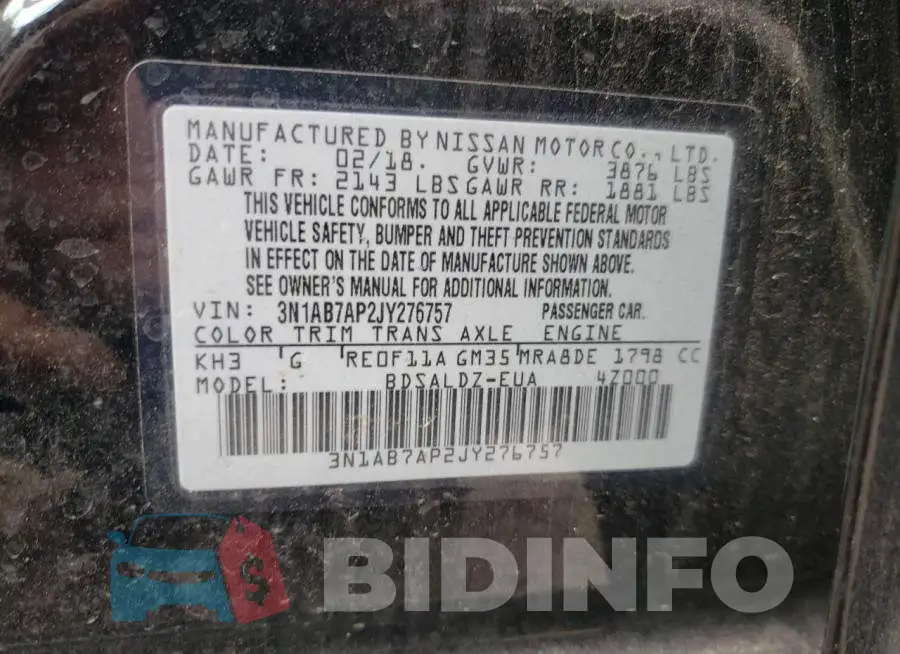 3N1AB7AP2JY276757 Photo# 10