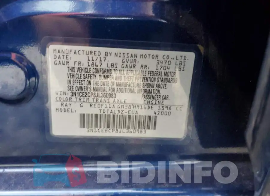 3N1CE2CP8JL360983 Photo# 10