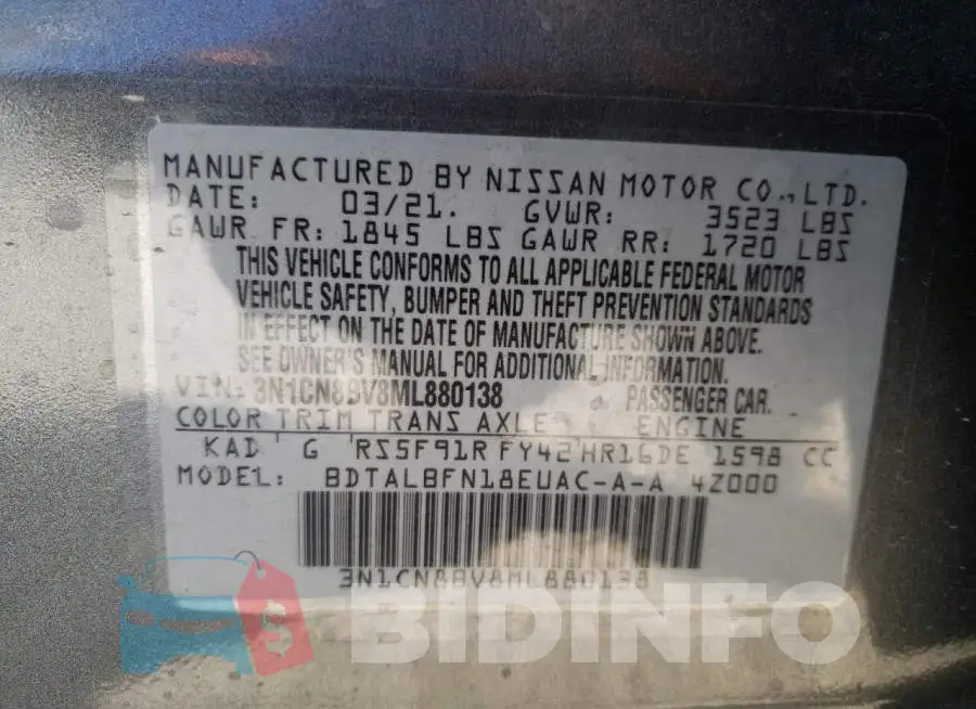3N1CN8BV8ML880138 Photo# 10