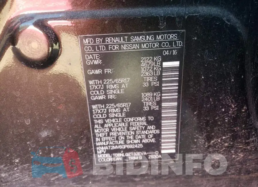 KNMAT2MV6GP692425 Photo# 10