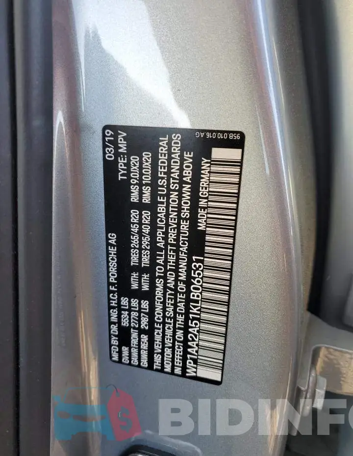 WP1AA2A51KLB06531 Photo# 10