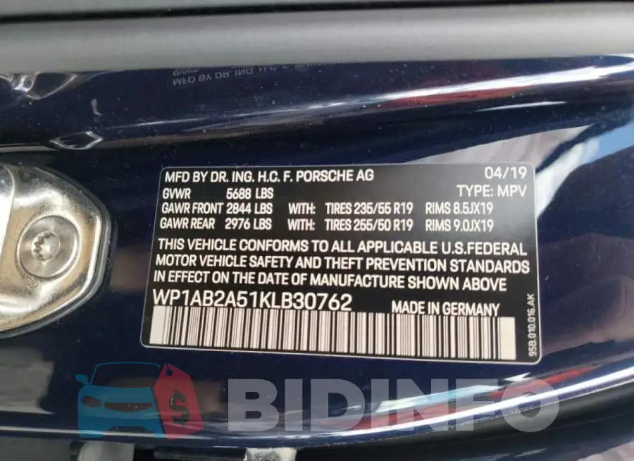 WP1AB2A51KLB30762 Photo# 10