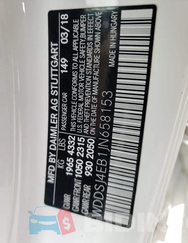 WDDSJ4EB1JN658153 Photo# 10