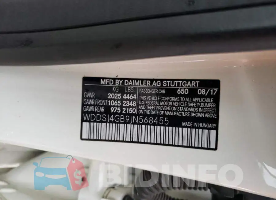 WDDSJ4GB9JN568455 Photo# 10