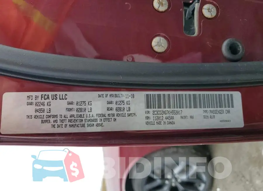 2C3CDZAG7KH552017 Photo# 10