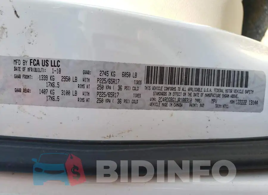 2C4RDGBG1JR188310 Photo# 10