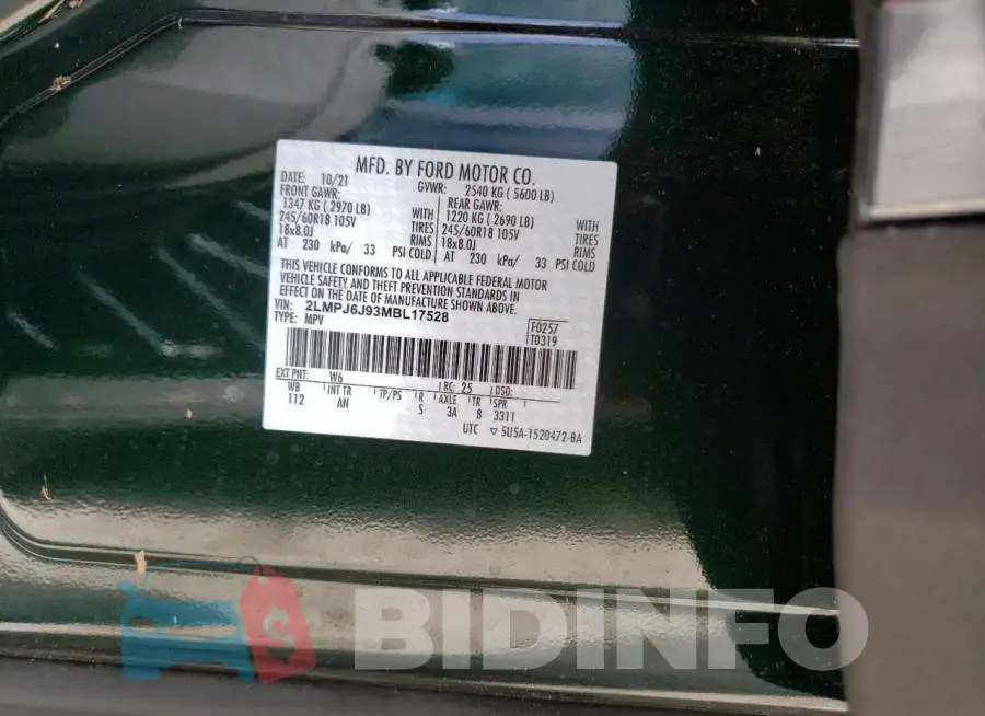 2LMPJ6J93MBL17528 Photo# 10