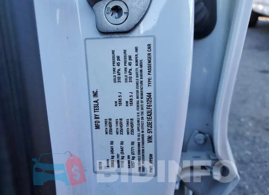 5YJ3E1EA3LF612544 Photo# 12