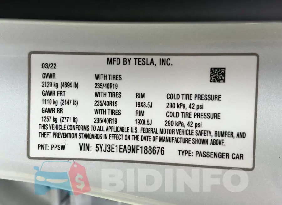 5YJ3E1EA9NF188676 Photo# 10