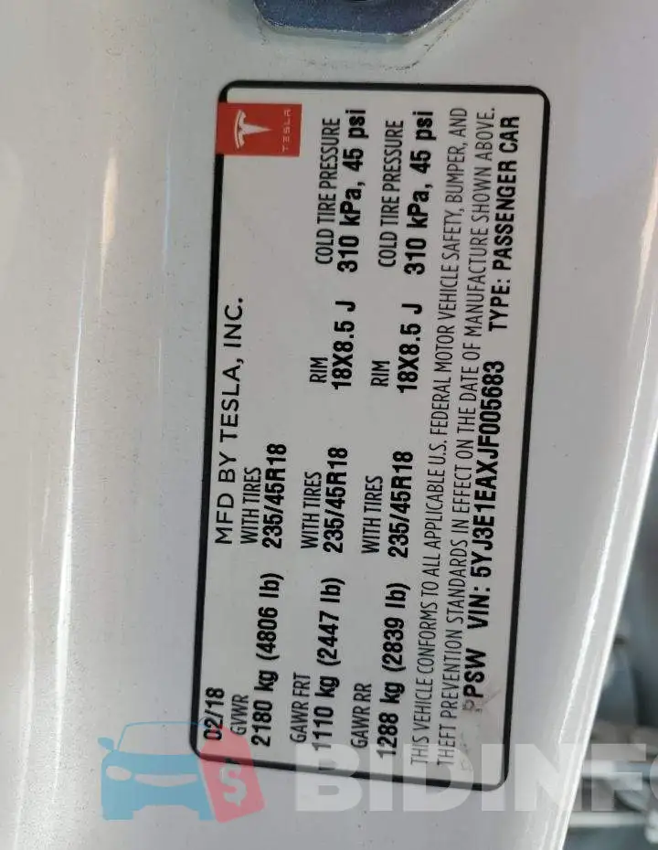 5YJ3E1EAXJF005683 Photo# 12