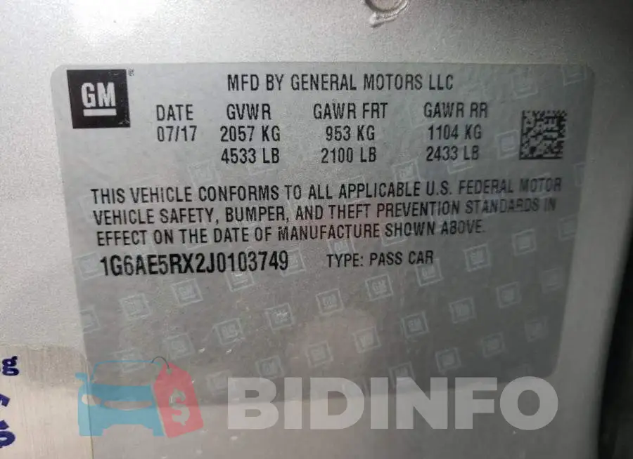 1G6AE5RX2J0103749 Photo# 10