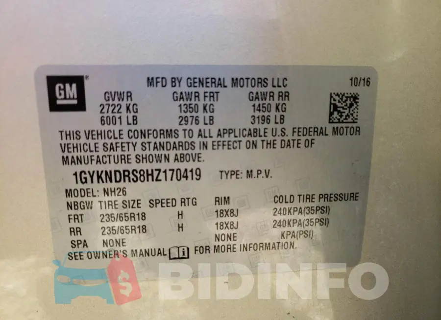 1GYKNDRS8HZ170419 Photo# 10