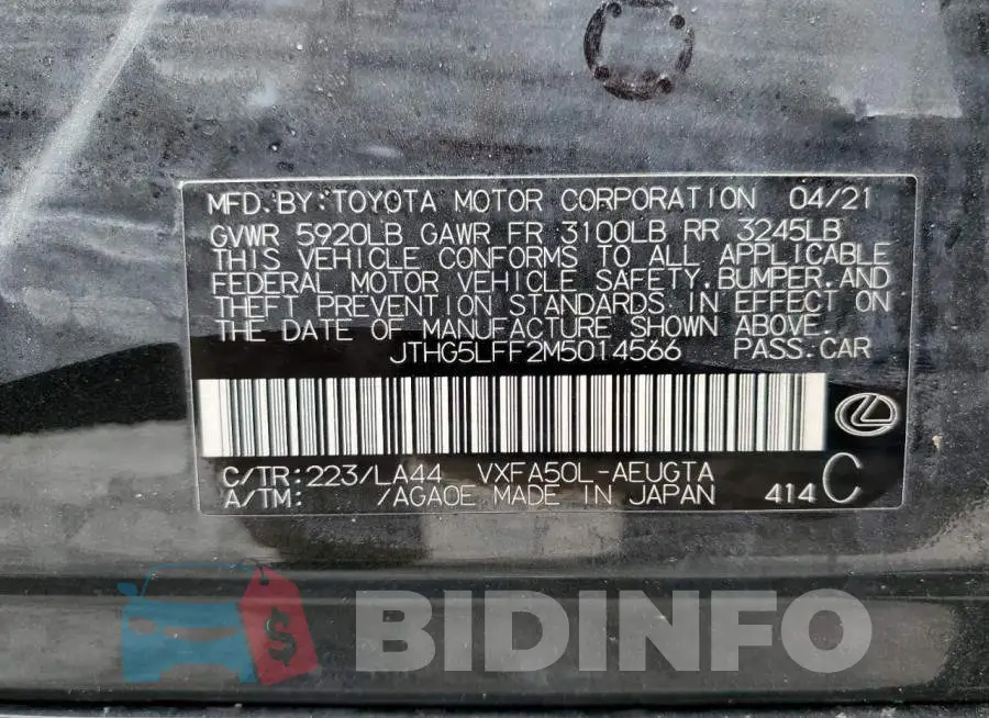 JTHG5LFF2M5014566 Photo# 10