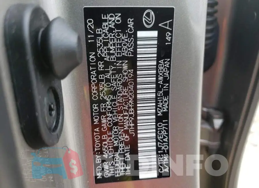 JTHP9JBH9M2040194 Photo# 10
