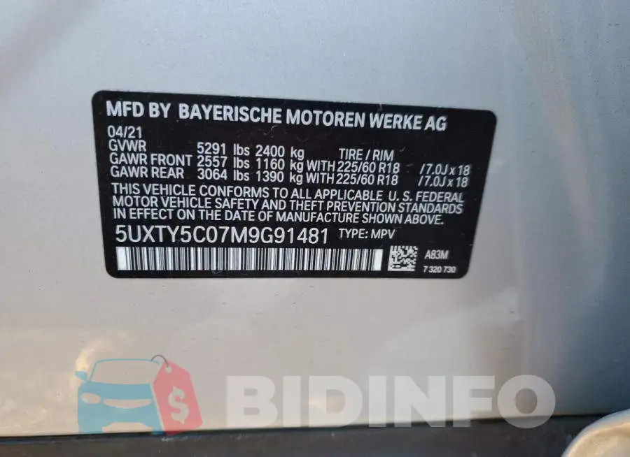 5UXTY5C07M9G91481 Photo# 13