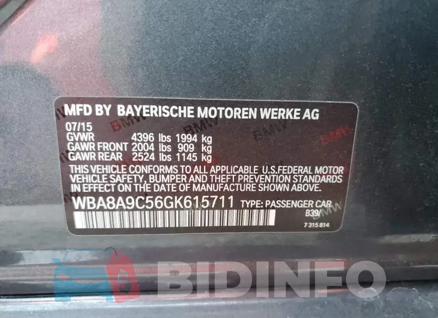 WBA8A9C56GK615711 Photo# 10