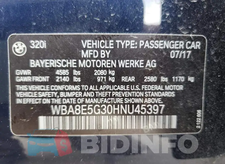 WBA8E5G30HNU45397 Photo# 10