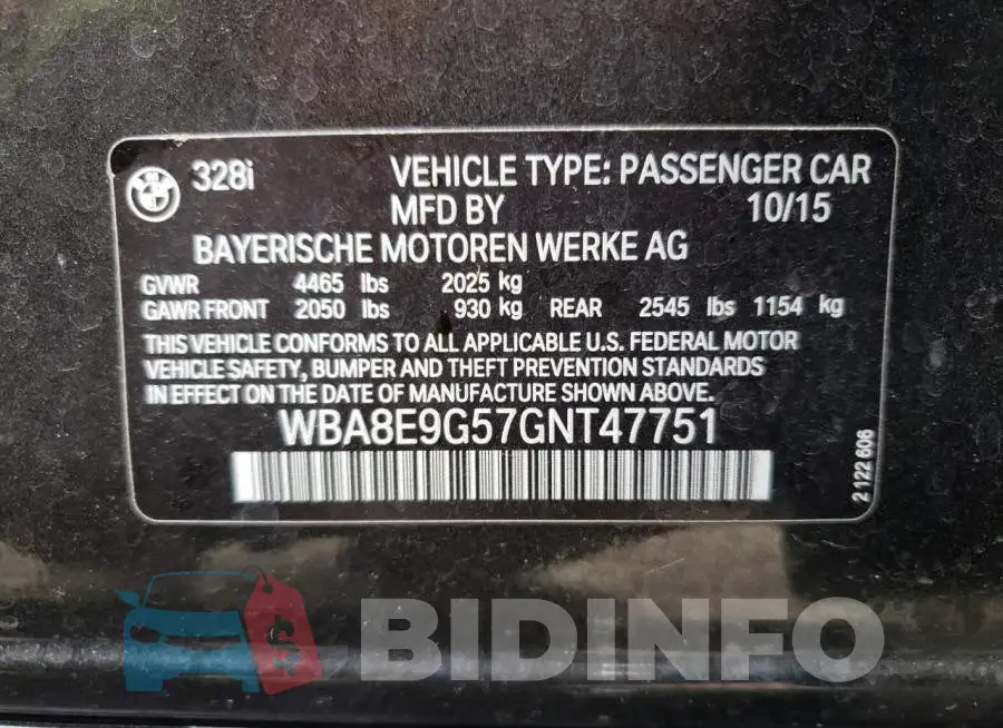 WBA8E9G57GNT47751 Photo# 10