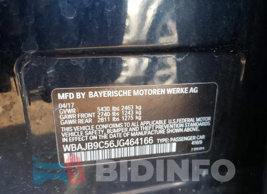 WBAJB9C56JG464166 Photo# 10