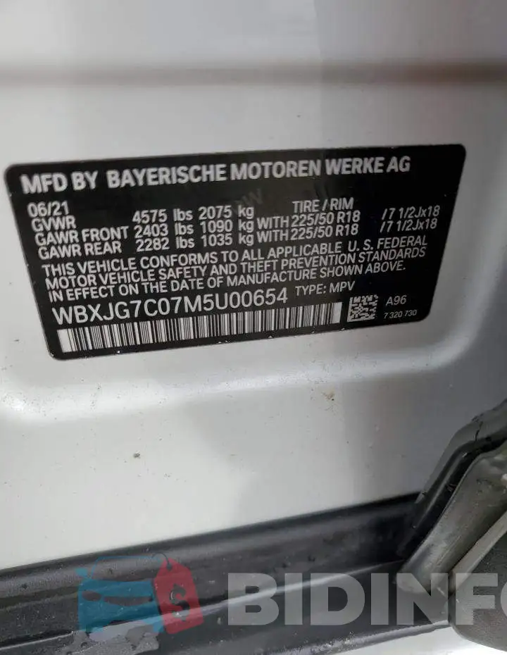 WBXJG7C07M5U00654 Photo# 14