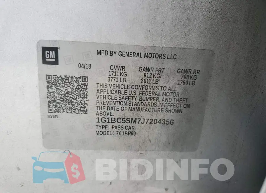 1G1BC5SM7J7204356 Photo# 10