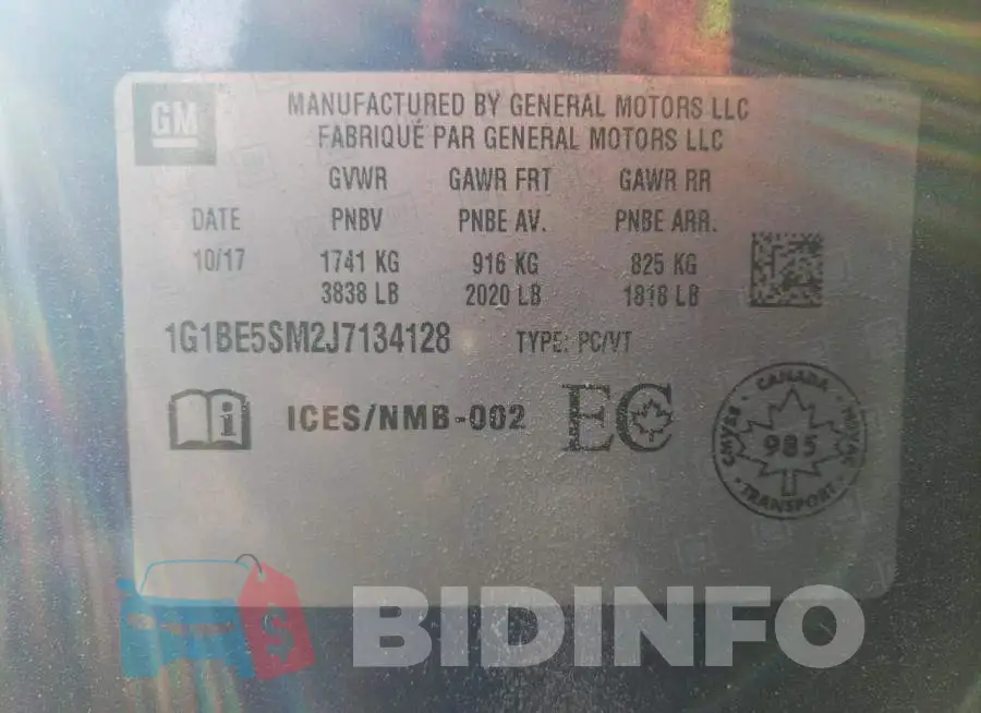 1G1BE5SM2J7134128 Photo# 10