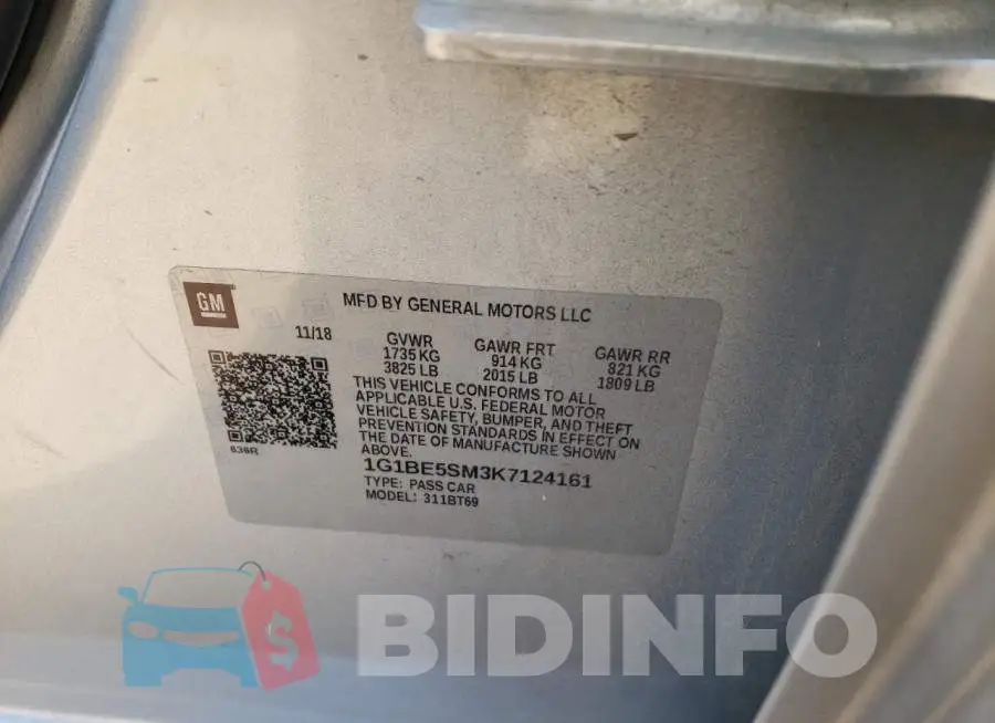 1G1BE5SM3K7124161 Photo# 10