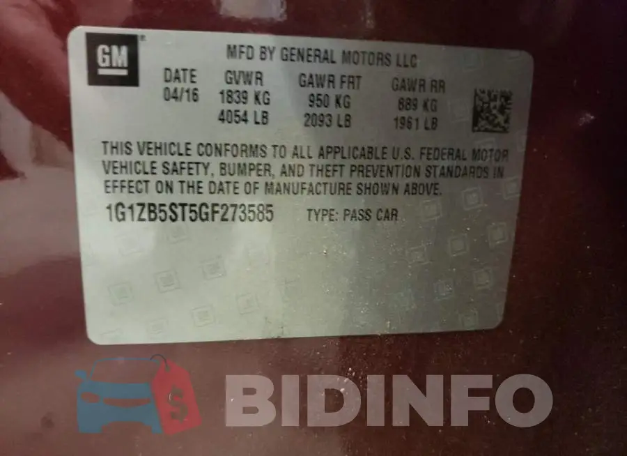 1G1ZB5ST5GF273585 Photo# 10