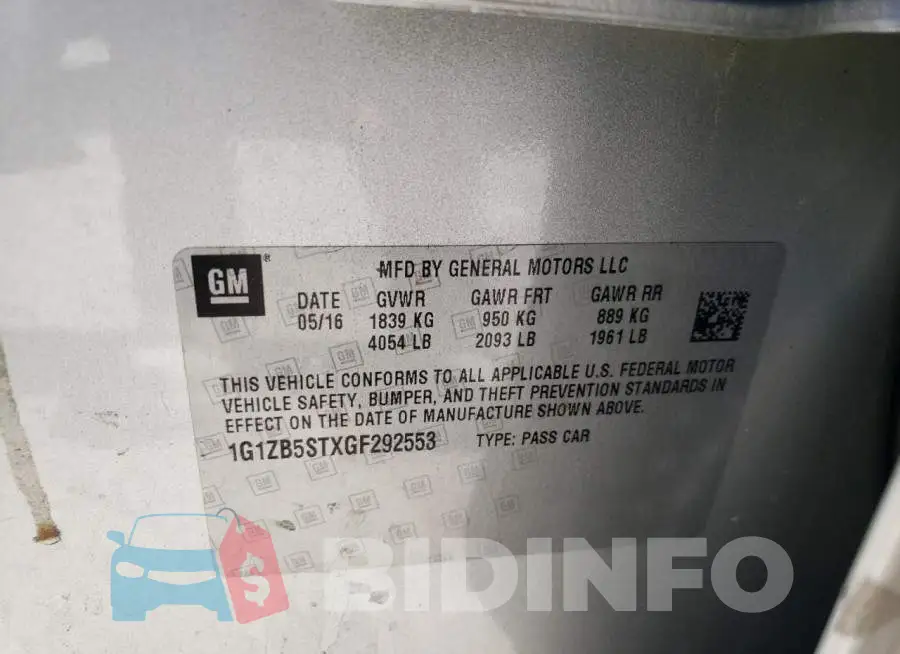 1G1ZB5STXGF292553 Photo# 10