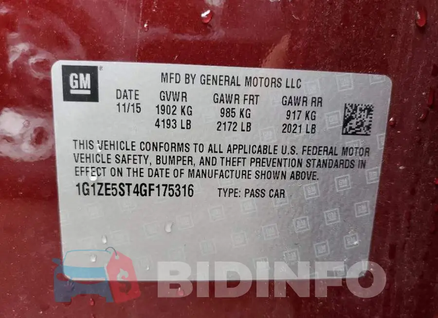 1G1ZE5ST4GF175316 Photo# 10