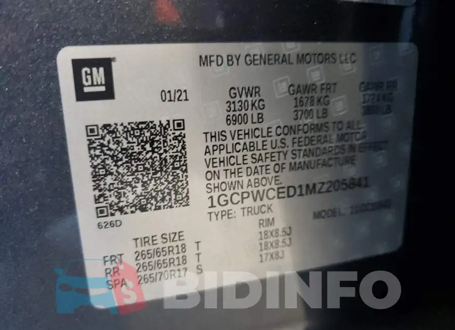 1GCPWCED1MZ205841 Photo# 10