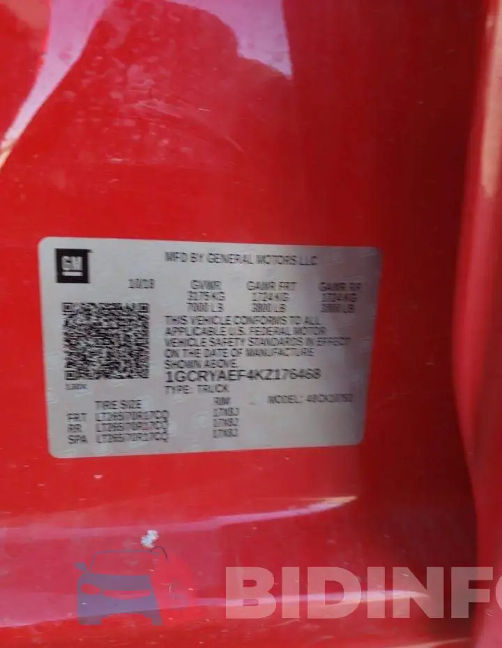 1GCRYAEF4KZ176468 Photo# 10