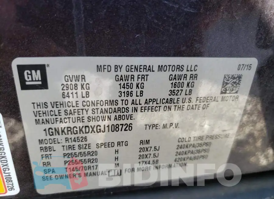 1GNKRGKDXGJ108726 Photo# 10