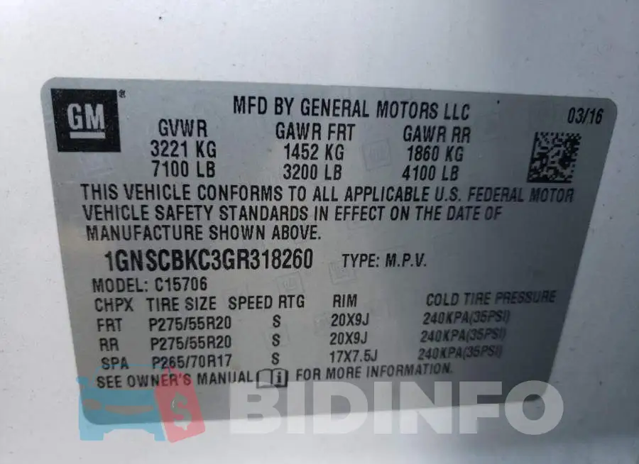 1GNSCBKC3GR318260 Photo# 10
