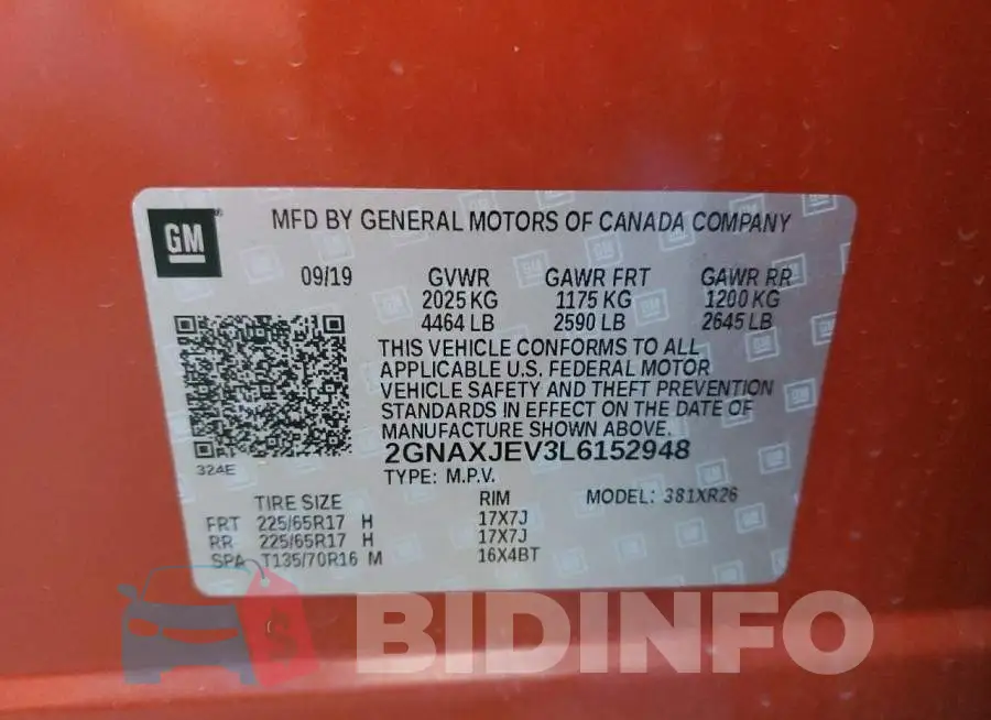 2GNAXJEV3L6152948 Photo# 10
